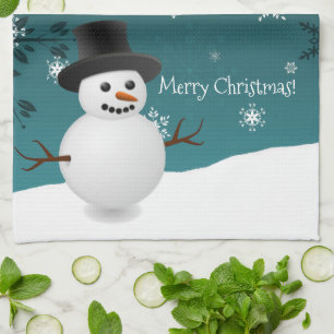 Aquamarin Snowman Winter Szene Weihnachtsküche Han Geschirrtuch