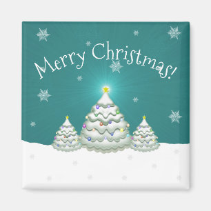 Aquamarin Snowy Christmas Tree Magnet