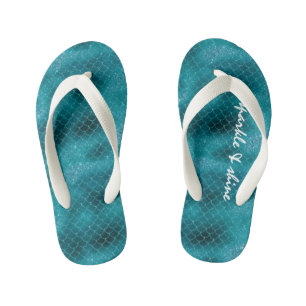 Aquamarin Sparkle Mermaid personalisiert Kinderbadesandalen