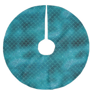 Aquamarin Sparkle Mermaid Polyester Weihnachtsbaumdecke