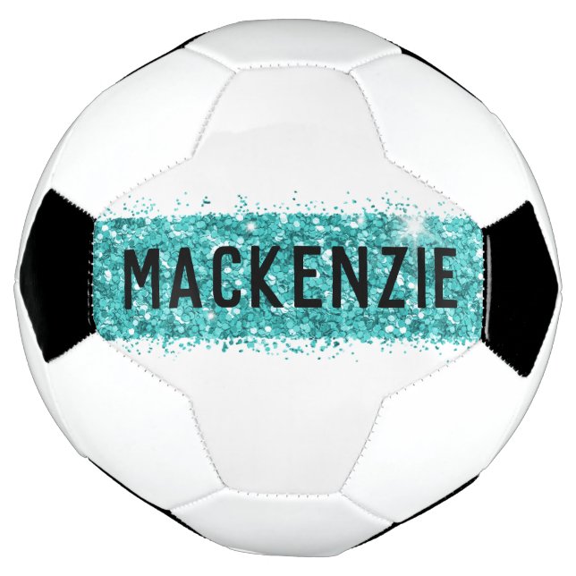 Aquamarin Strip Monogram, benutzerdefinierter Pers Fußball (Gedreht)