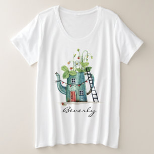 Aquamarin Teapot Fairytale House Große Größe T-Shirt