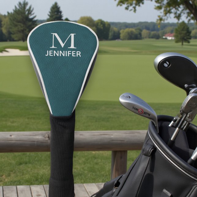 Aquamarin Texturierte Ledermonogramm Personalisier Golf Headcover (Von Creator hochgeladen)