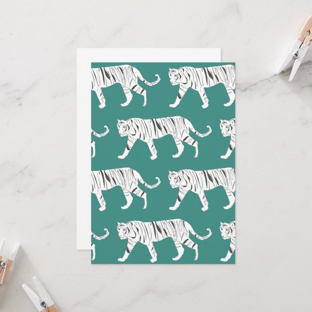 Aquamarin Tiger Einladung (Vorderseite/Rückseite Beispiel)