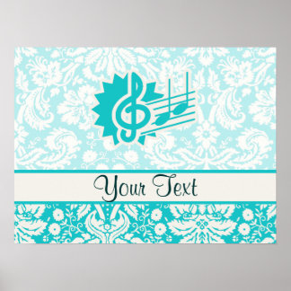 Aquamarin Treble Clef Poster