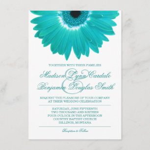 Aquamarin Türkis Aqua Daisy Hochzeit Einladungen