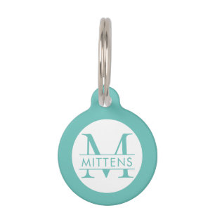 Aquamarin Türkis Blue Monogram Haustiermarke