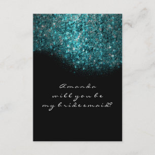 Aquamarin Türkis Blue Schwarz-weiß Confetti Sequin Einladung