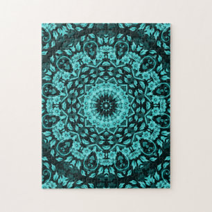 Aquamarin Türkis Floral Mandala Puzzle