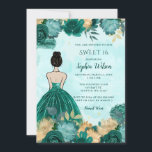 Aquamarin Türkis Gold BlumenPrinzessin Sweet 16 Einladung<br><div class="desc">Elegant Aquamarin Türkis Gold Floral Prinzessin Sweet 16 Einladung</div>