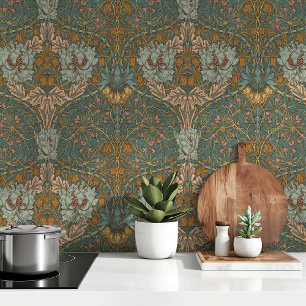 Aquamarin Türkis Gold William Morris Tapete