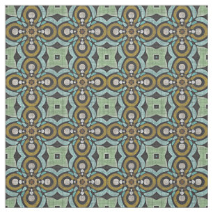 Aquamarin Türkis Ochre Retro Nouveau Deko Muster Stoff