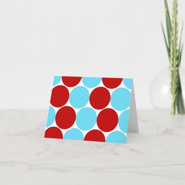 Aquamarin Türkis Red Big Polka Dots Muster Geschen Karte (Vorderseite)