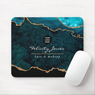 Aquamarin - Türkis und Gold Agate Business Mouse P Mousepad