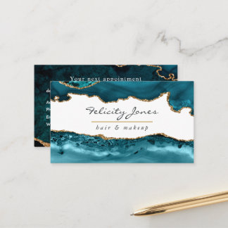 Aquamarin - Türkis und Gold Agate Business Terminkarte