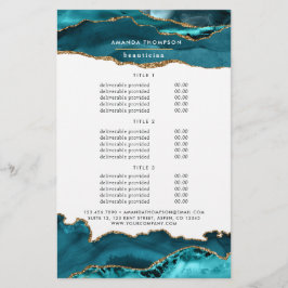 Aquamarin - Türkis und Gold Agate Stone Services Flyer