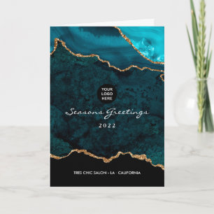 Aquamarin - Türkis und Gold Geode Agate Corporate Feiertagskarte