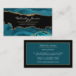 Aquamarin - Türkis und Goldgeode Agate Stone Busin Visitenkarte