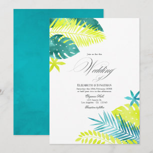 Aquamarin - Türkis und Lemon Tropical Wedding Einladung