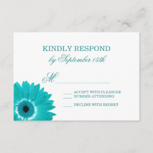 Aquamarin türkise Aqua Daisy Wedding RSVP Cards Karte