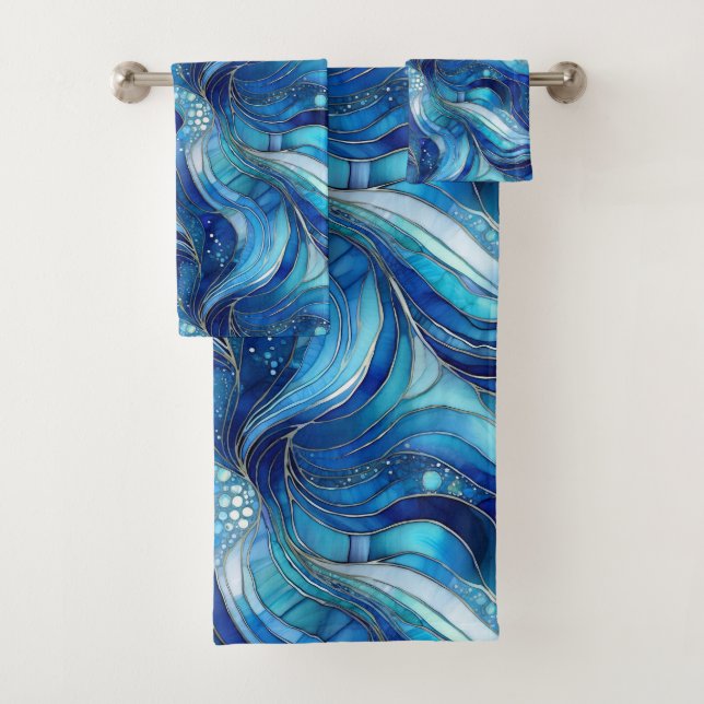 Aquamarin, türkisfarben und blaues Set für Handtuc (Insitu)