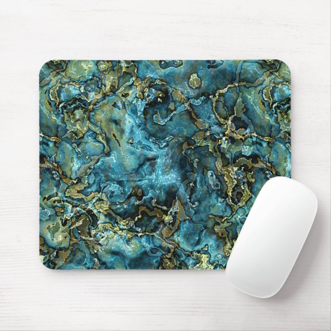Aquamarin türkisfarbene Imitate Gold Mineralien Mu Mousepad (Mit Mouse)