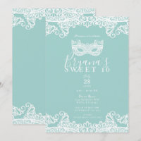 Aquamarin türkisfarbene Spitzenmasquerade Sweet 16
