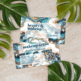 Aquamarin türkisfarbenes blaues goldfarbenes Marmo Visitenkarte