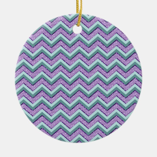 Aquamarin und Amethyst ZigZag Keramik Ornament (Vorne)