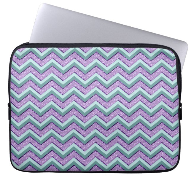 Aquamarin und Amethyst ZigZag Laptopschutzhülle (Vorderseite)
