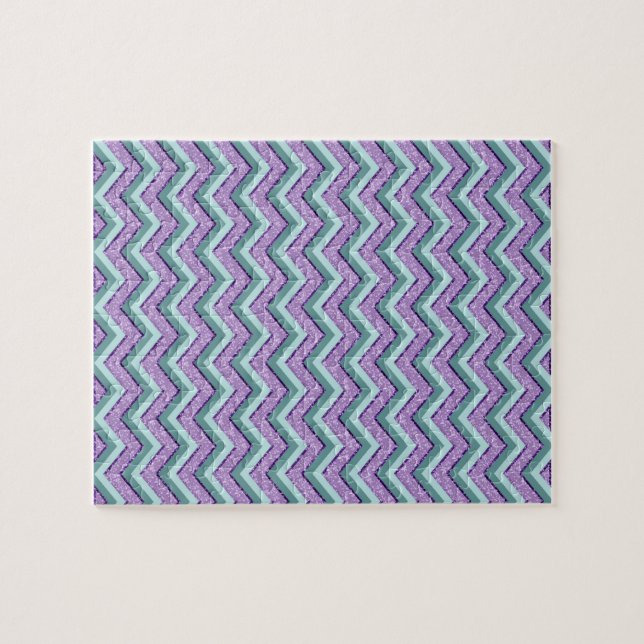 Aquamarin und Amethyst ZigZag Puzzle (Horizontal)