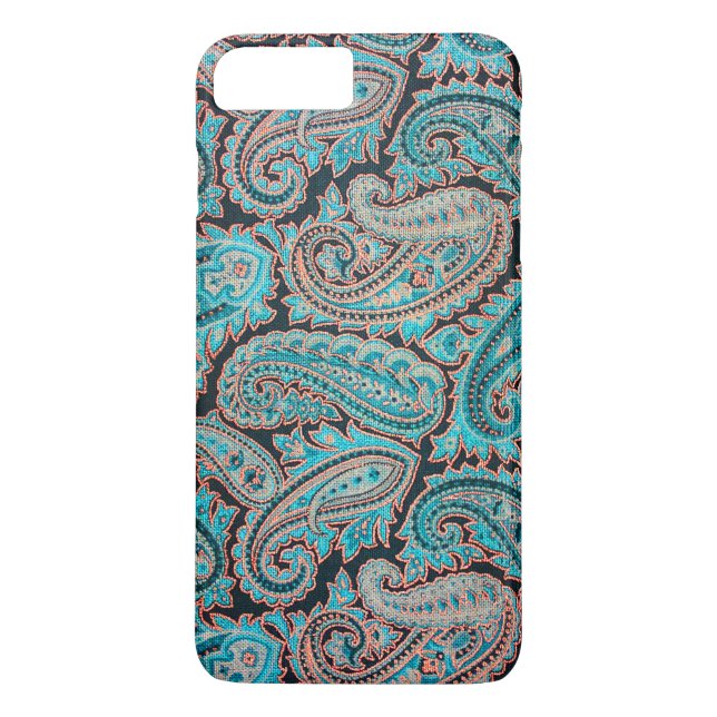 Aquamarin und Coral Paisley Case-Mate iPhone Hülle (Rückseite)