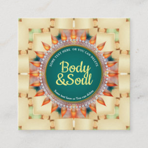 Aquamarin und Gelb Geometrisches Mandala Niedliche Quadratische Visitenkarte