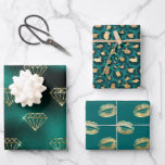 Aquamarin und Gold Geschenkpapier Set<br><div class="desc">Trendiges aquamarines und Imitat Glitzer- und Folienverpackungspapier mit glänzenden Diamanten,  Leoparden und Kissenlippen.</div>