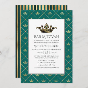 Aquamarin und Gold Heraldic Bar Mitzvah Einladung