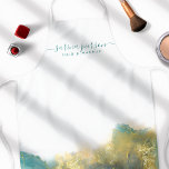 Aquamarin und Gold Moderne Kunst Flüssige Wasserfa Schürze<br><div class="desc">Aquamarine und Gold moderne Art Liquid Aquarell Tinte Schürze. Perfekt für Make-ups,  Haarstylisten,  Kosmetologen und mehr!</div>
