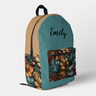 Aquamarin und Gold, Paisley Bedruckter Rucksack