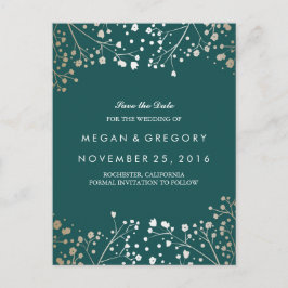 Aquamarin und Gold Save the Date Ankündigungspostkarte