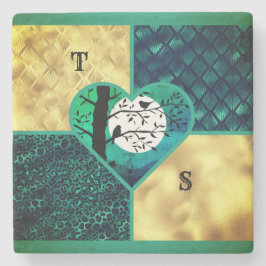 Aquamarin- und Goldbrasse Steinuntersetzer