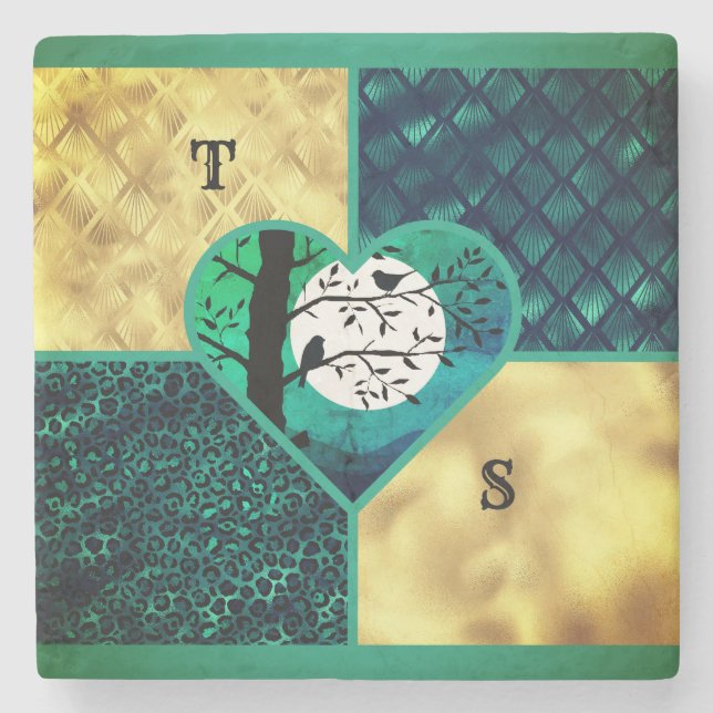 Aquamarin- und Goldbrasse Steinuntersetzer (Vorderseite)