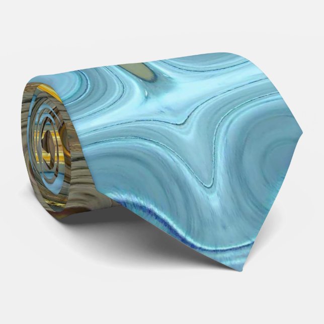 Aquamarin- und Goldglasblöcke 2 Krawatte (Gerollt)