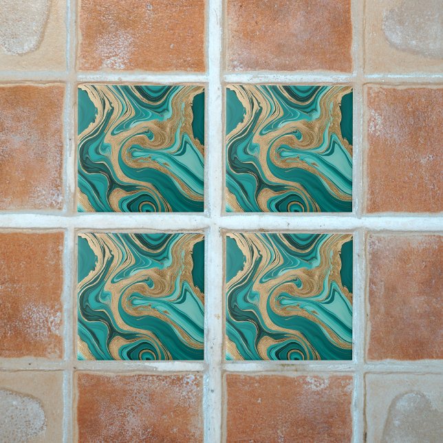 Aquamarin- und Goldmarmor Fliese (Von Creator hochgeladen)