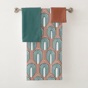 Aquamarin und Kupfer Badhandtuch Set