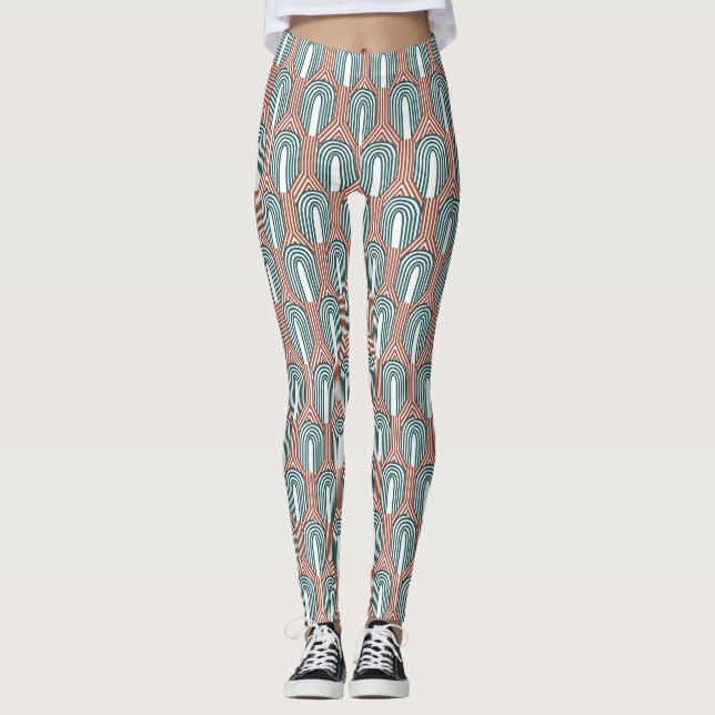 Aquamarin und Kupfer Leggings (Vorderseite)