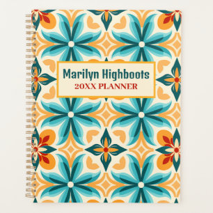Aquamarin und Mandarine Mitte des Jahrhunderts Planer