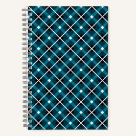 Aquamarin- und Navy-Geometric-Grid-Muster Notizbuch