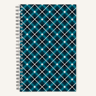 Aquamarin- und Navy-Geometric-Grid-Muster Notizbuch