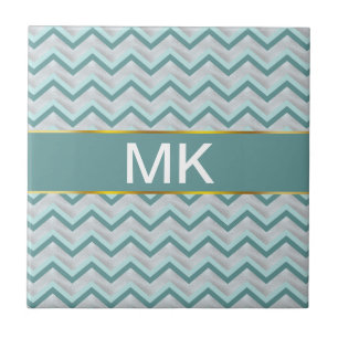 Aquamarin und Perlen ZigZag Fliese