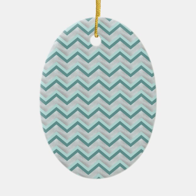 Aquamarin und Perlen ZigZag Keramik Ornament (Vorne)
