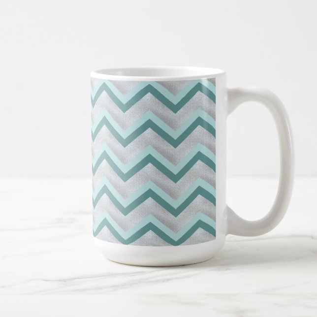 Aquamarin und Perlen ZigZag Tasse (Rechts)